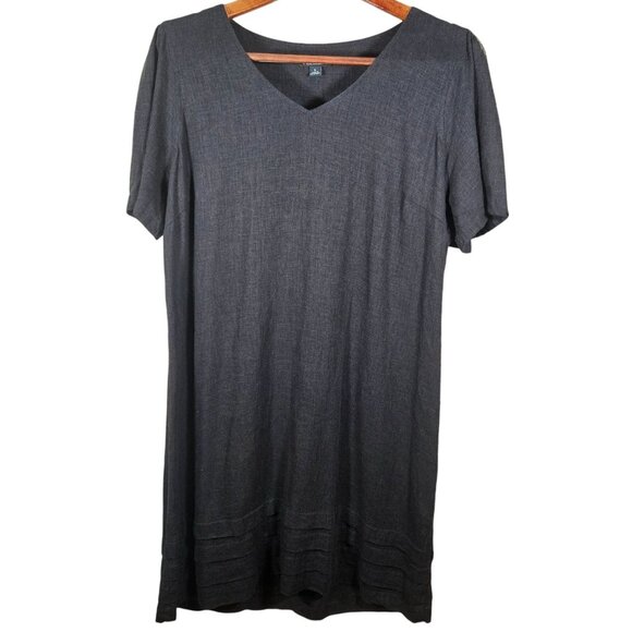 Nicole Miller Wn Linen Mini Dress Charcoal L Quiet Luxury Minimalist Street Chic - Picture 2 of 12